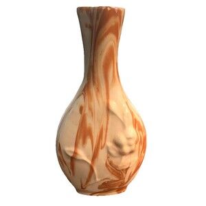 Alabama Clay Bud Vase Creamsicle Swirl Orange Cream Raised Embossed Flower